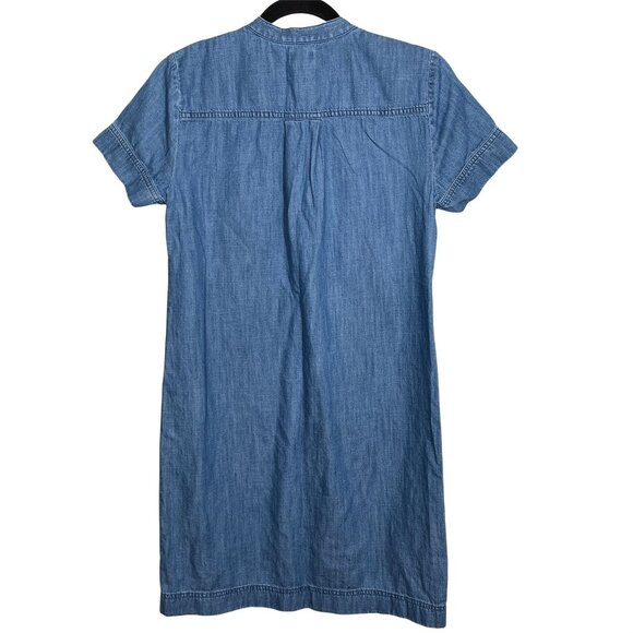J.Crew Chambray Shirt Dress | Size 0 Denim Mini Dress with Pockets Blue Casual - Picture 2 of 9